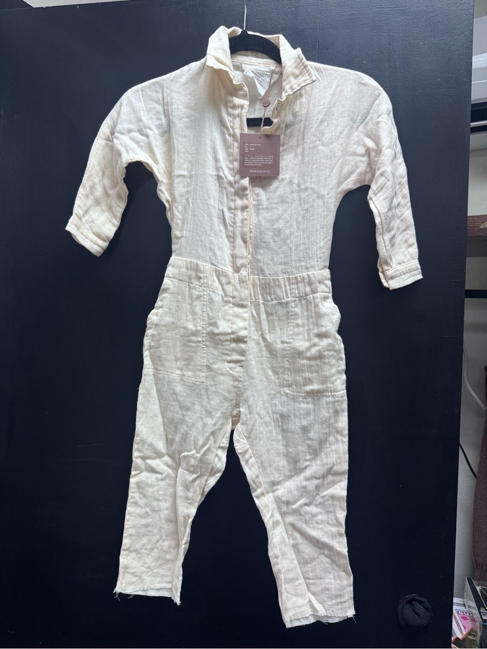 acacia honey resort wear -Kids One-Piece Cream Gauze Jumpsuit